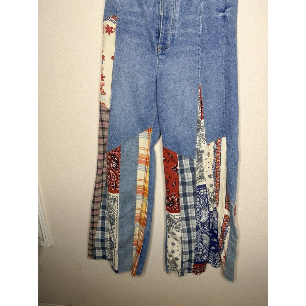 Free People Cortez Pieced Jeans We The Free Patchwork Flare Blue 27 - Picture 6 of 15